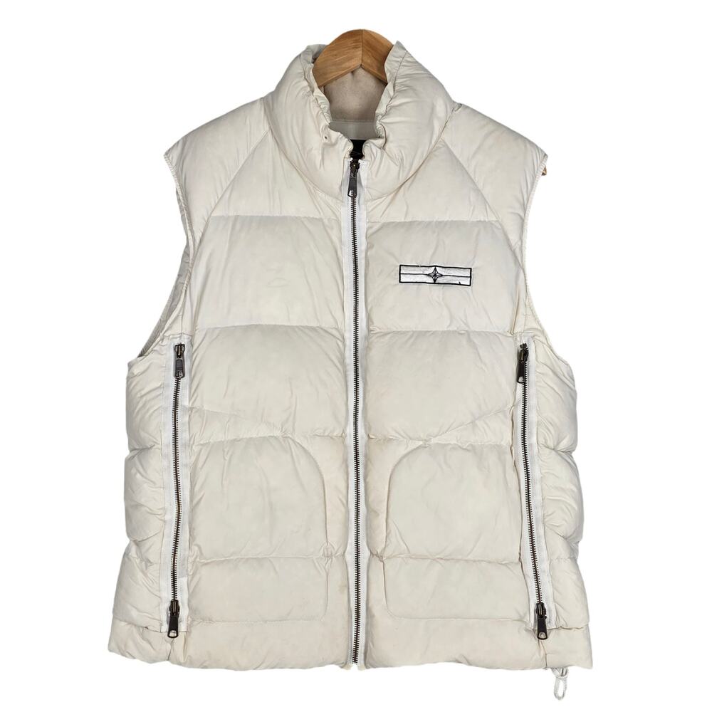 STONE ISLAND VINTAGE GOOSE DOWN COLD WEATHER CREAM PUFFER VEST – 2007 – MEN'S LG